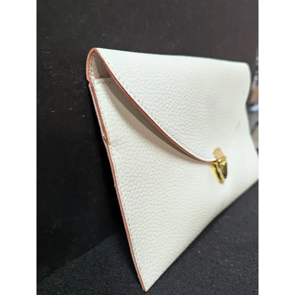 Vegan Pebbled Leather Conververtible Clutch Purse Shoulder Bag gold chain clasp